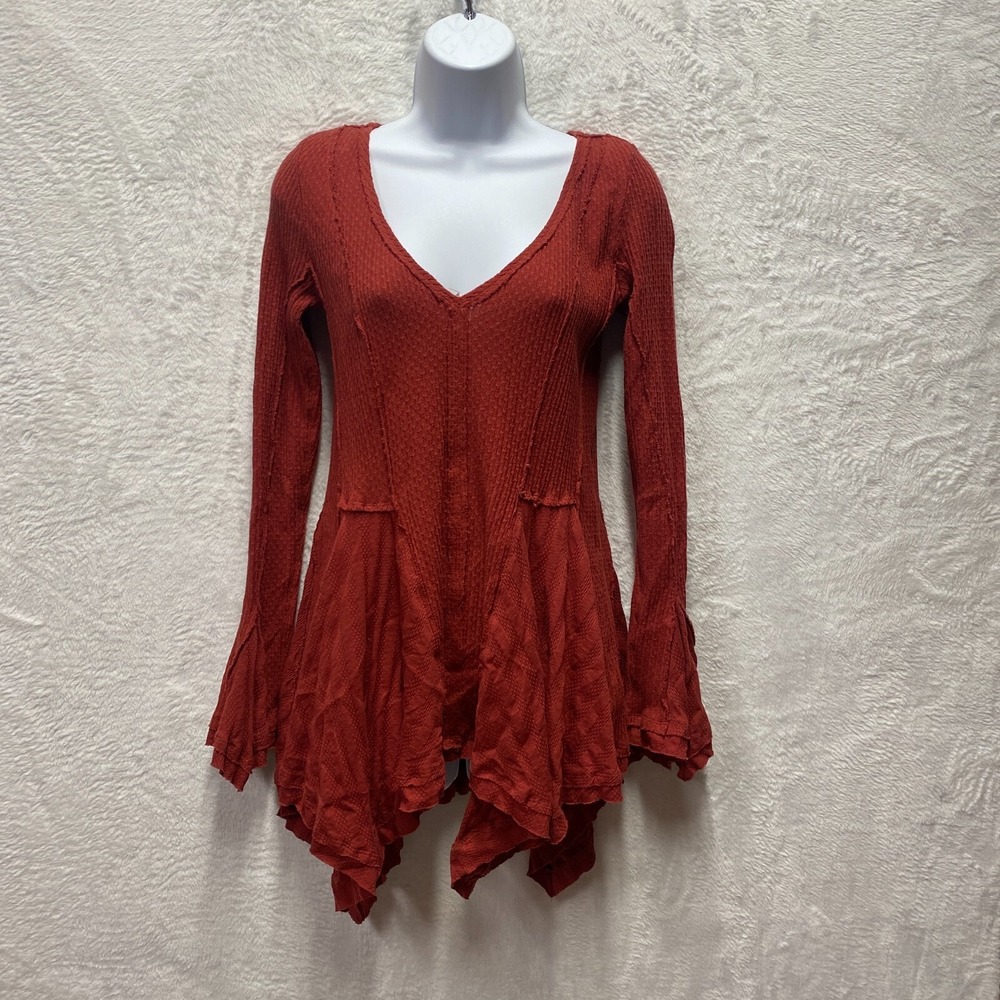 We The Free Primrose Boho Top Women's Small Red Cotton Prairie Country Western